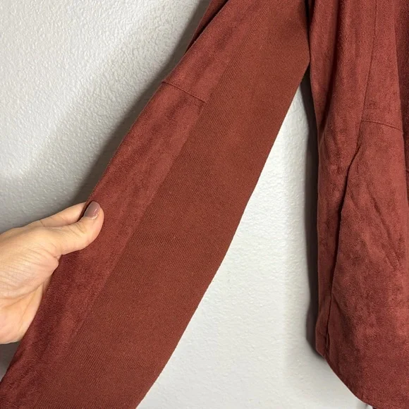 BB Dakota‎ Faux Suede Drape Jacket Med (No Tag) Cherrywood Chic Western Boho EUC - Picture 6 of 10